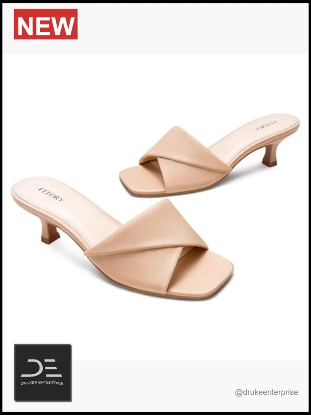 Women's Cross Band Kitten Heel Sandals Comfortable Square Open Toe Dressy Low